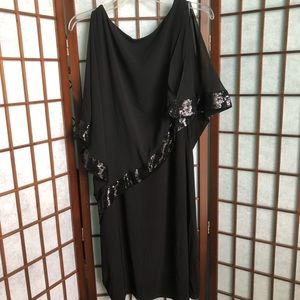 Holiday Sheer Black Dress With Sequined Accents